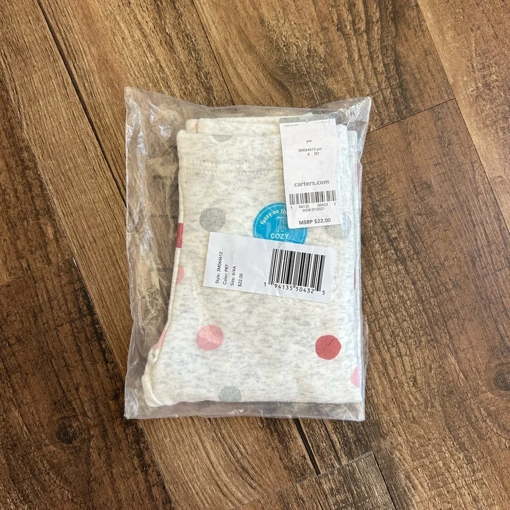 Carter's Kids Leggings - Heathered Gray with Pink, silver, and Red polka Dots